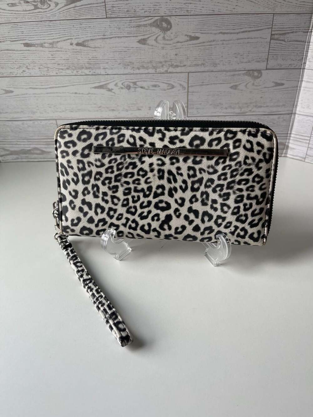 Steve Madden Leopard Print Zip Around Wristlet Wallet